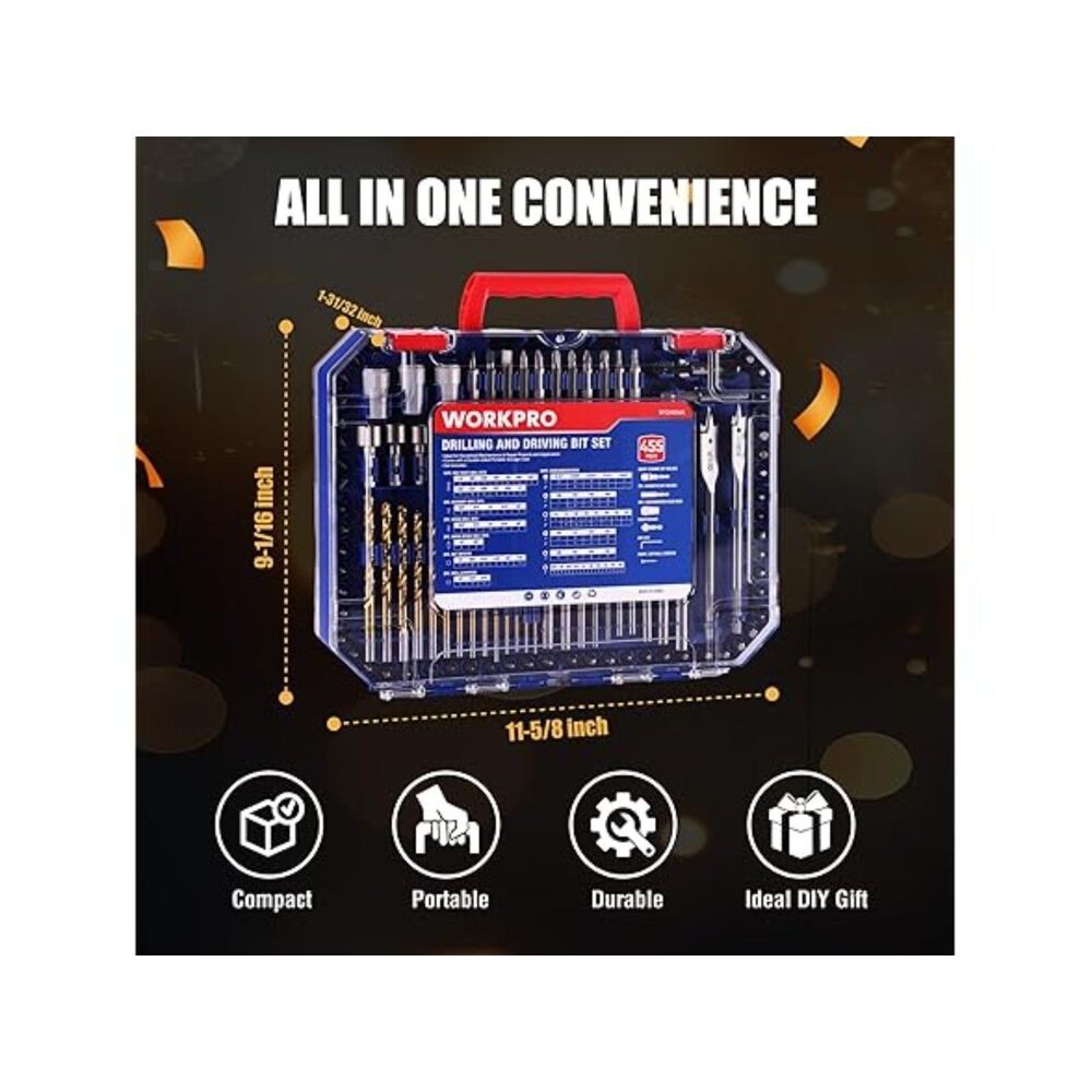 WORKPRO 455pc Drill & Bit Set